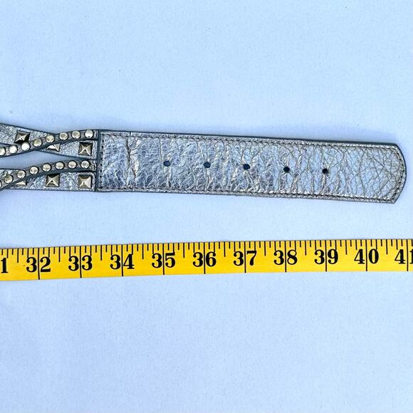 Leatherock USA Silver Studded 4-Strand Genuine Leather Handmade Hip Belt XL/38” - Picture 6 of 8